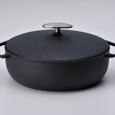 [UNILLOY(ユニロイ)] 浅型キャセロール(ホーロー鍋) 24cm くろがね【075P008】