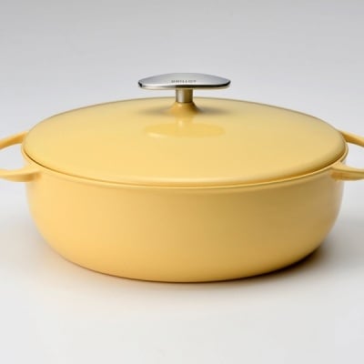[UNILLOY(ユニロイ)] 浅型キャセロール(ホーロー鍋) 24cm くちなし【075P010】