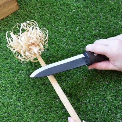 [山人] 万能キャンプナイフ軽量型 両刃 牛革ケース入 万能ナイフ アウトドア【029S001】