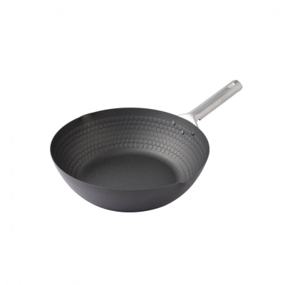 [eN] IH対応 中華炒め鍋 (中華鍋) 深型 28cm 蒸し器セット 調理器具【023S004】