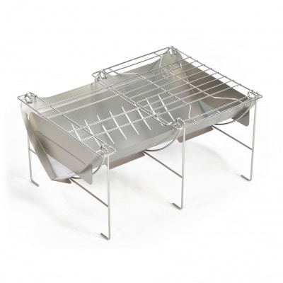 [ベルモント] ソロキャンプ焚き火セット グリル網付 火ばさみ付 焚火台【049S001】