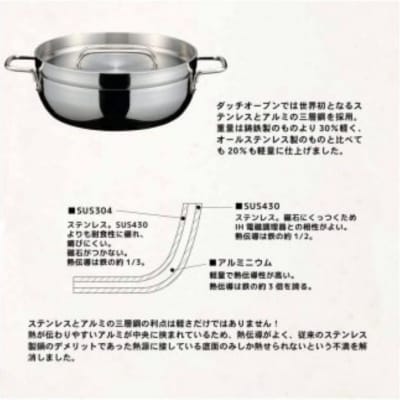 TSBBQ ライトステンレスハーフダッチオーブン10 アウトドア IH対応 燕三条【063S001】