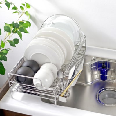 〔川口工器〕シンクに渡せる水切りラック1段 幅58【041S005】