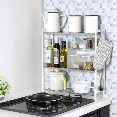 〔川口工器〕ステンレス棚 コンロサイドラック【arte】ヘアライン風(ホワイト)【036S001】