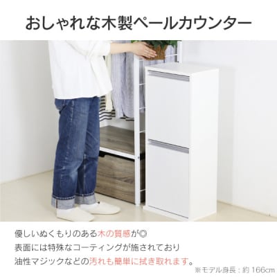木製2分別ダストボックス ホワイト [川口工器]【069S001】