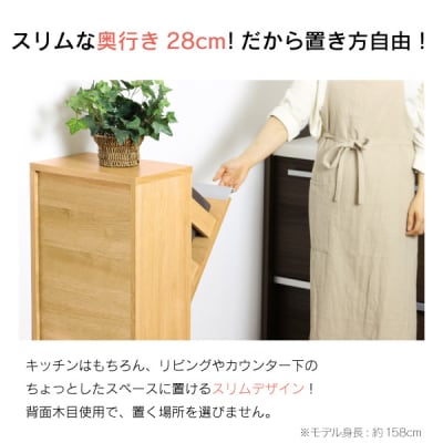 〔川口工器〕木製2分別ダストボックス(ナチュラル)【069S002】