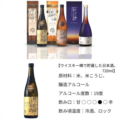 洋酒樽で貯蔵した日本酒3種飲み比べセット (720ml、750ml) [福顔酒造]【024S020】