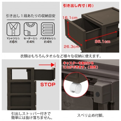 デコニーシーヴォ 3段 ダークブラウン チェスト 収納ボックス 衣装ケース【011S139】