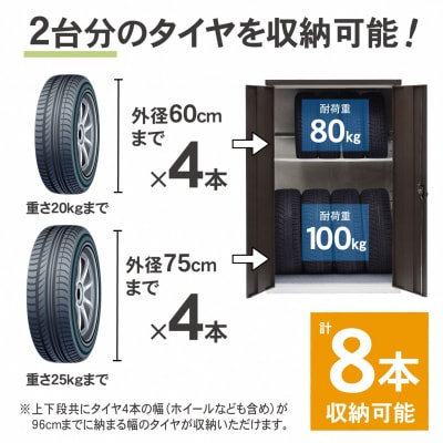 タイヤ収納庫 2台用 合計8本 収納庫 収納用品  [グリーンライフ] 【140S001】