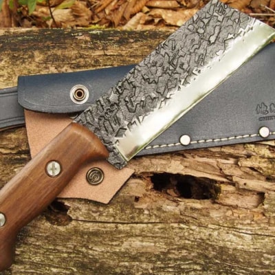[チキューギ 地球游技]  益荒男鉈 145mm フルタング 積層 革ケース付【129S002】