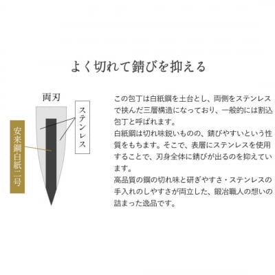 [金次郎] 菜切り包丁(両刃) 刃渡り165mm 梨地仕上げ 鋼 ステンレス 【126S003】