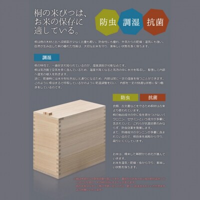 桐米びつ 10kg用 調湿性 防虫・抗菌性 桐 10キロ用 米櫃 燕三条職人手作り【063S005】