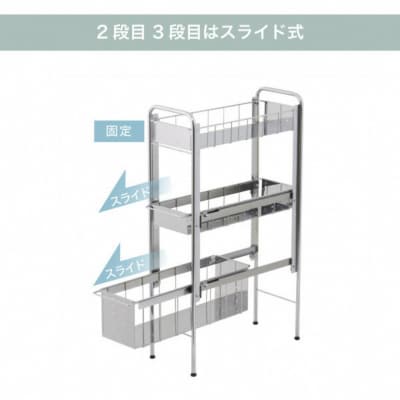 ランドリーサイドラック3段幅21cm ランドリー 洗濯機 横ラック [川口工器] 【039S009】