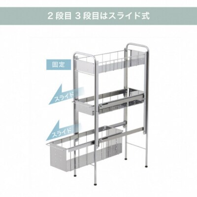 ランドリーサイドラック3段幅21cm ランドリー 洗濯機 横ラック [川口工器] 【039S009】
