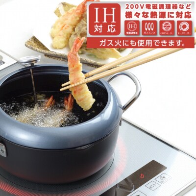 IH温度計付両手天ぷら鍋 20cm キッチン用品 調理器具 ステンレス製 揚げ物用【011S190】