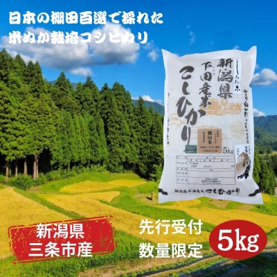 先行受付 [数量限定] 棚田米 米ぬか栽培コシヒカリ5kg 新潟県 三条市 【014S086】