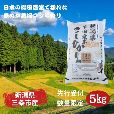 [数量限定] 先行受付 棚田米 米ぬか栽培コシヒカリ5kg 新潟県 三条市 【014S086】