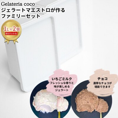 ジェラートマエストロが作るファミリーセット 1L×2 いちごミルク・チョコ 【017S103】