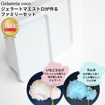 ジェラートマエストロが作るファミリーセット 1L×2 いちごミルク・ラムネ 【017S106】