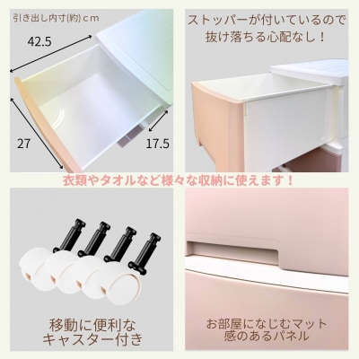 NEWLIFE スリム3段 ミントブルー 収納ケース 衣装ケース【010S611】