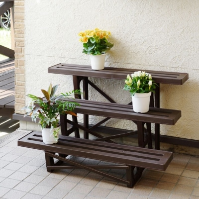 フラワースタンド3段900 チョコブラウン 屋外 家庭菜園 園芸用品 燕三条製 【010S648】