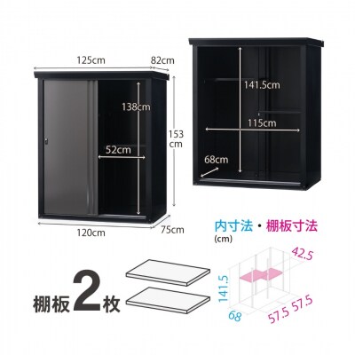 ファミリー物置ダシーレ1215(ブラック) SRM-1215BK/AGY 組立式【784S001】