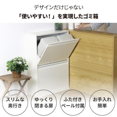 薄型スチールダストボックス 4分別 (ダンパー付)ホワイト [川口工器]【100S009】