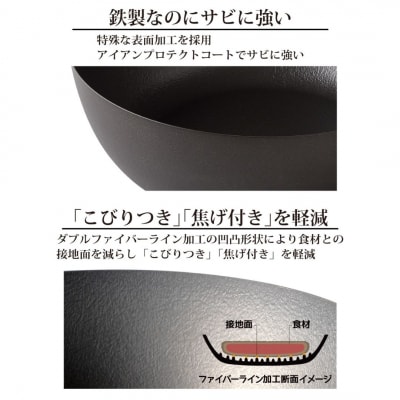 eNグローコートフライパン 30cm 深型 IH対応 燕三条 鉄フライパン 【013S130】