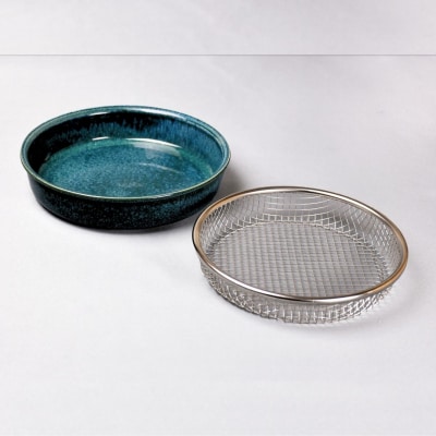 ダイニングバスケット2P 揚げ物皿 クーラーディッシュ 網付き皿 陶器[kdep]【015S177】