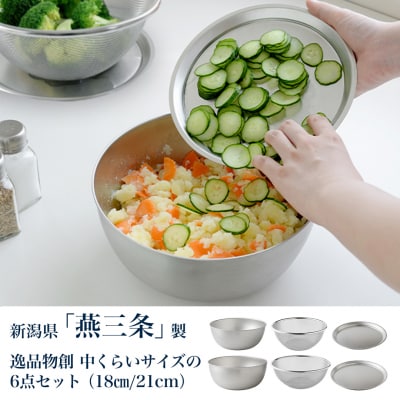 逸品物創 中くらいサイズの6点セット(18cm、21cm) 燕三条製 アーネスト 【017S143】