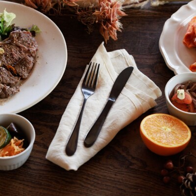 96【KURO】黒染めカトラリーフルセットつやつや 燕三条製 ギフト【031S030】