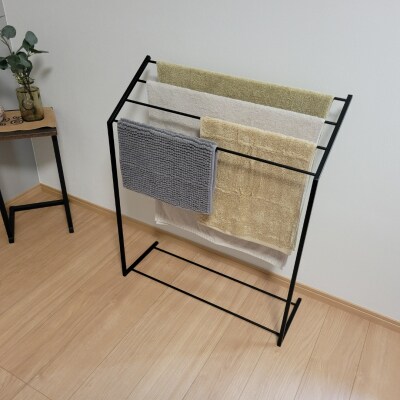 バスタオルスタンド サテンブラック スリム コンパクト 新生活 一人暮らし 【025S075】