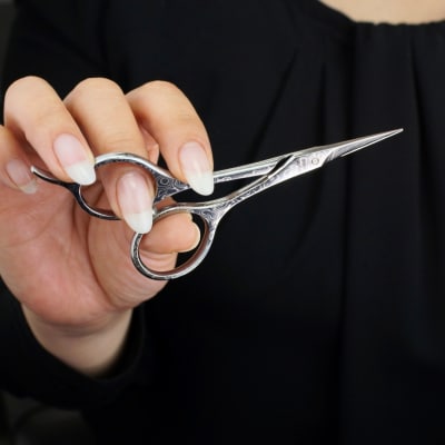 ダマスカス小ばさみ ブラック 先細 【066S019】