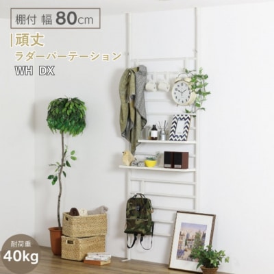 頑丈ラダーパーテーション 棚付き幅80 ホワイト DX YPL-087 【085S006】