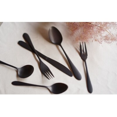 ギフト 黒染めカトラリーDフルセット [ざらざら] 96 KURO 贈り物【033S060】