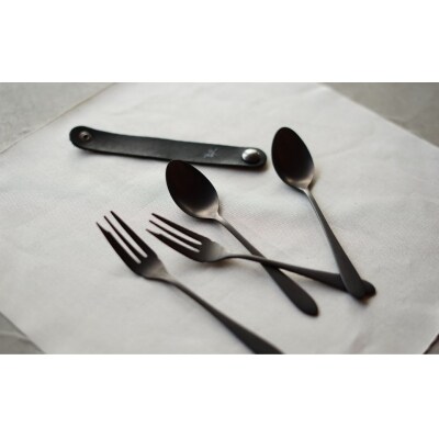 ギフト 黒染めカトラリーC小ペアセット [ざらざら] 96 KURO  贈り物【018S101】