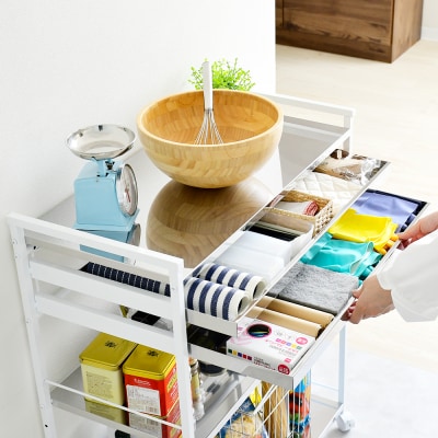 クラルテ ステンレスワゴン[引出2・幅73]| A198 足立製作所【049S013】