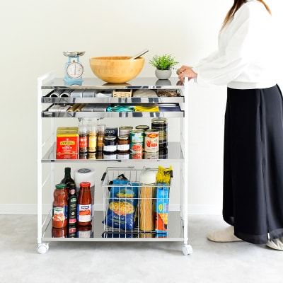 クラルテ ステンレスワゴン[引出2・幅73]| A198 足立製作所【049S013】