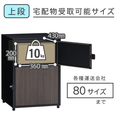 二段宅配ボックス レシーボ 木目調 鍵付き 戸建住宅用 防雨 防水 要組立 日本製【040S052】
