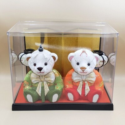 木目込み人形 朱鷺(とき)メキベア「雛飾り親王2体セット」 お祝い ときめきベア 【220S022】