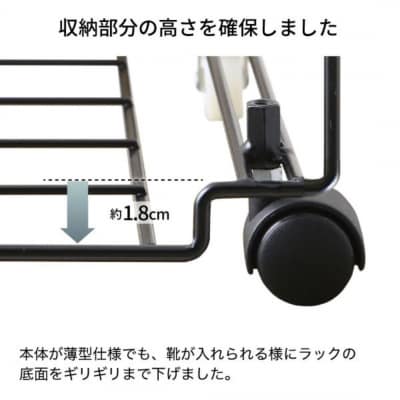 薄型下駄箱下シューズラック ブラック SE-2021 日本製 燕三条 [川口工器]【028S053】