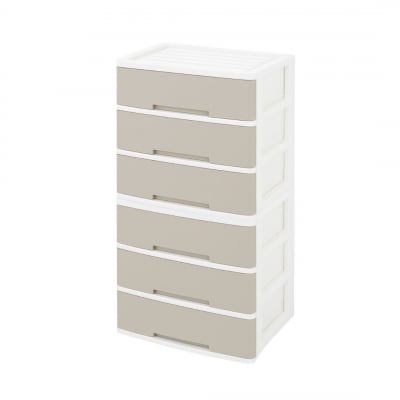 NEWLIFE ワイドチェスト 6段 (ワイド3段×2個) モカアイボリー 【023S088】