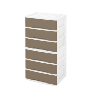 NEWLIFE ワイドチェスト 6段 (ワイド3段×2個) モスブラウン 【023S089】