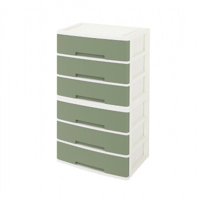 NEWLIFE ワイドチェスト 6段 (ワイド3段×2個) グリーングレー 【023S090】