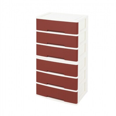 NEWLIFE ワイドチェスト 6段 (ワイド3段×2個) えんじ 【023S093】