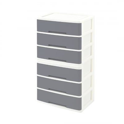 NEWLIFE ワイドチェスト 6段 (ワイド3段×2個) モスグレー 【023S094】