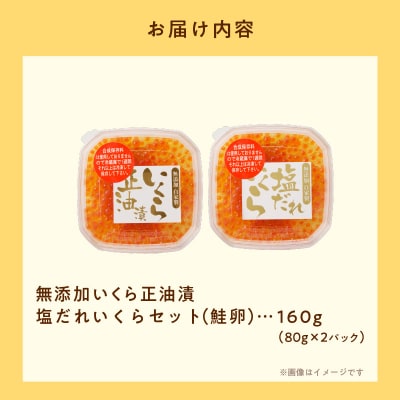 無添加いくら正油漬・塩だれいくらセット(鮭卵)各80g「函館朝市　弥生水産」_HD032-032