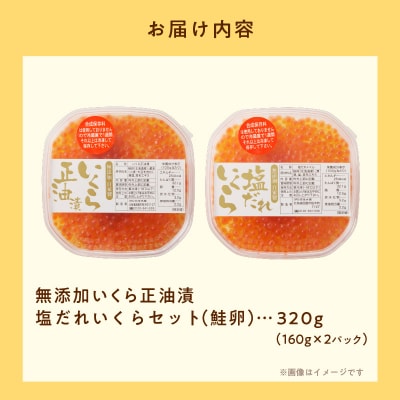 無添加いくら正油漬・塩だれいくらセット(鮭卵)各160g「函館朝市　弥生水産」_HD032-031