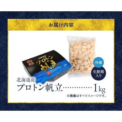 道水 北海道産プロトン帆立1kg 冷凍ホタテ貝柱 お刺身や生食可_HD108-010