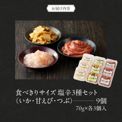 食べきりサイズ　塩辛3種セット(いか・甘えび・つぶ)_HD025-019